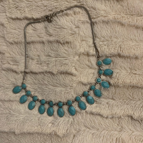 Lucky Brand Statement Beaded Necklace Turquoise Silver - Picture 3 of 5